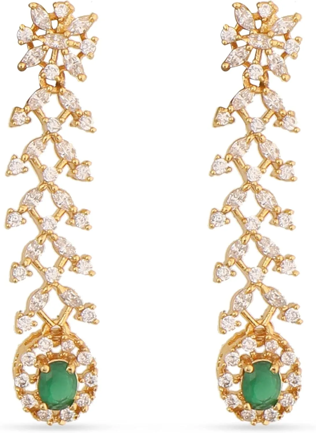 TARINIKA Yellow Gold Uri Delicate CZ Short Necklace with Floral Design - Jewelry Set for Women Perfect for Casual Occasions | Indian Jewelry Sets for Women | 1 Year Warranty*