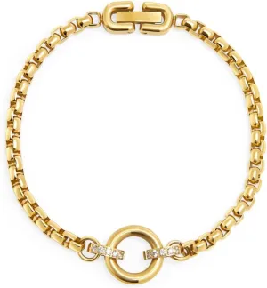 Tarnish Resistant Chic Elegant Gold Bracelet With Circle Link CZ Stones - Valentines Day & Mothers Day Gifts - Premium 316L Stainless Steel - Allergy Free, 19 cm, Stainless Steel