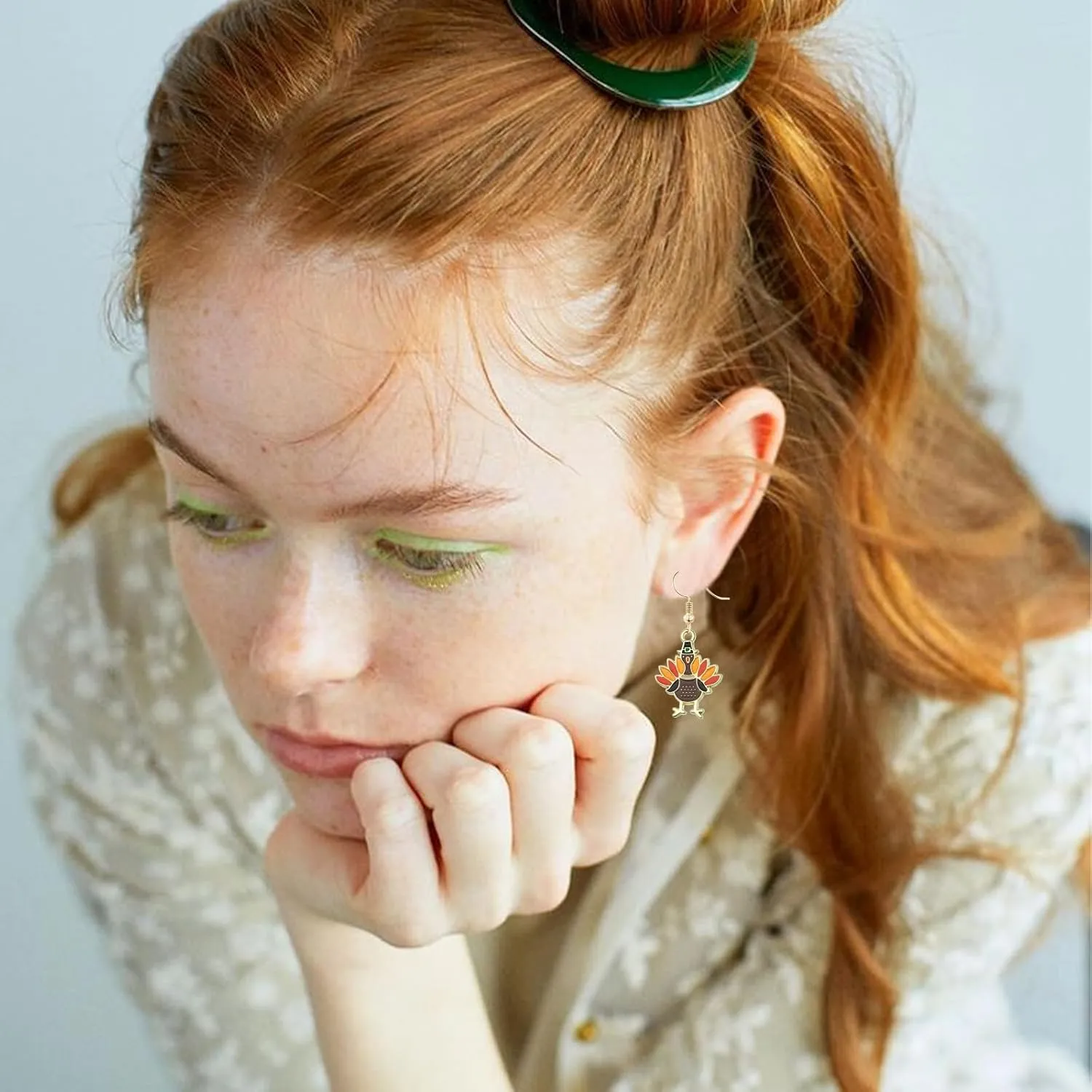 Thanksgiving Earrings Set Alloy Cute Cartoon Animals Maple Leaf Turkey Pumpkin Corn Fall Statement Dangle Drop Earrings Autumn Accessory Jewelry for Women Ladies