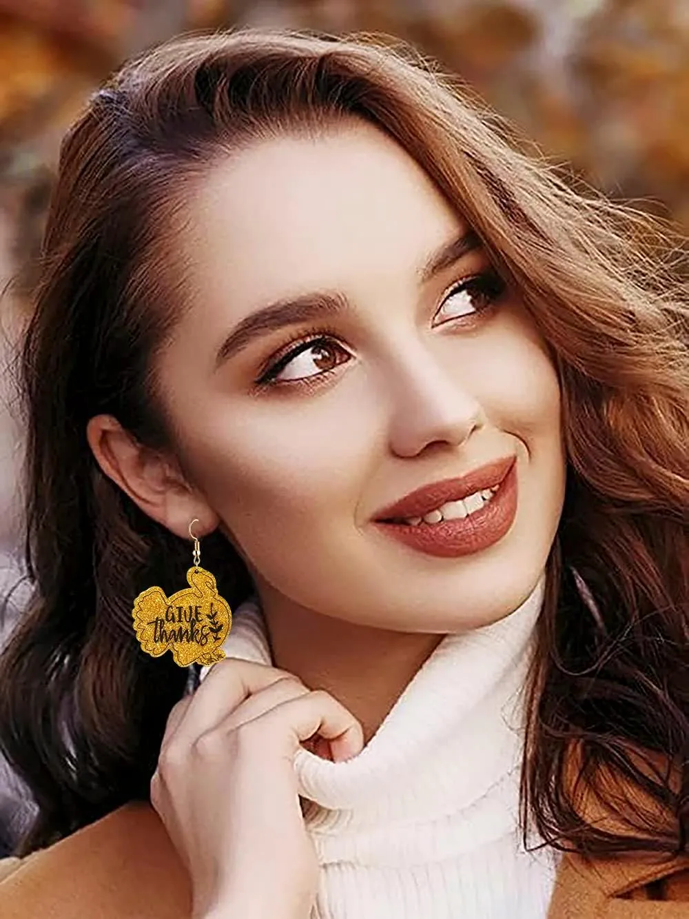 Thanksgiving Fall Earrings for Women,Lightweight Acrylic Turkey Earrings,Glitter Coffee Cup Maple Leaf Dangle Earrings Thanksgiving Festive Holiday Party Jewelry Accessory Gifts