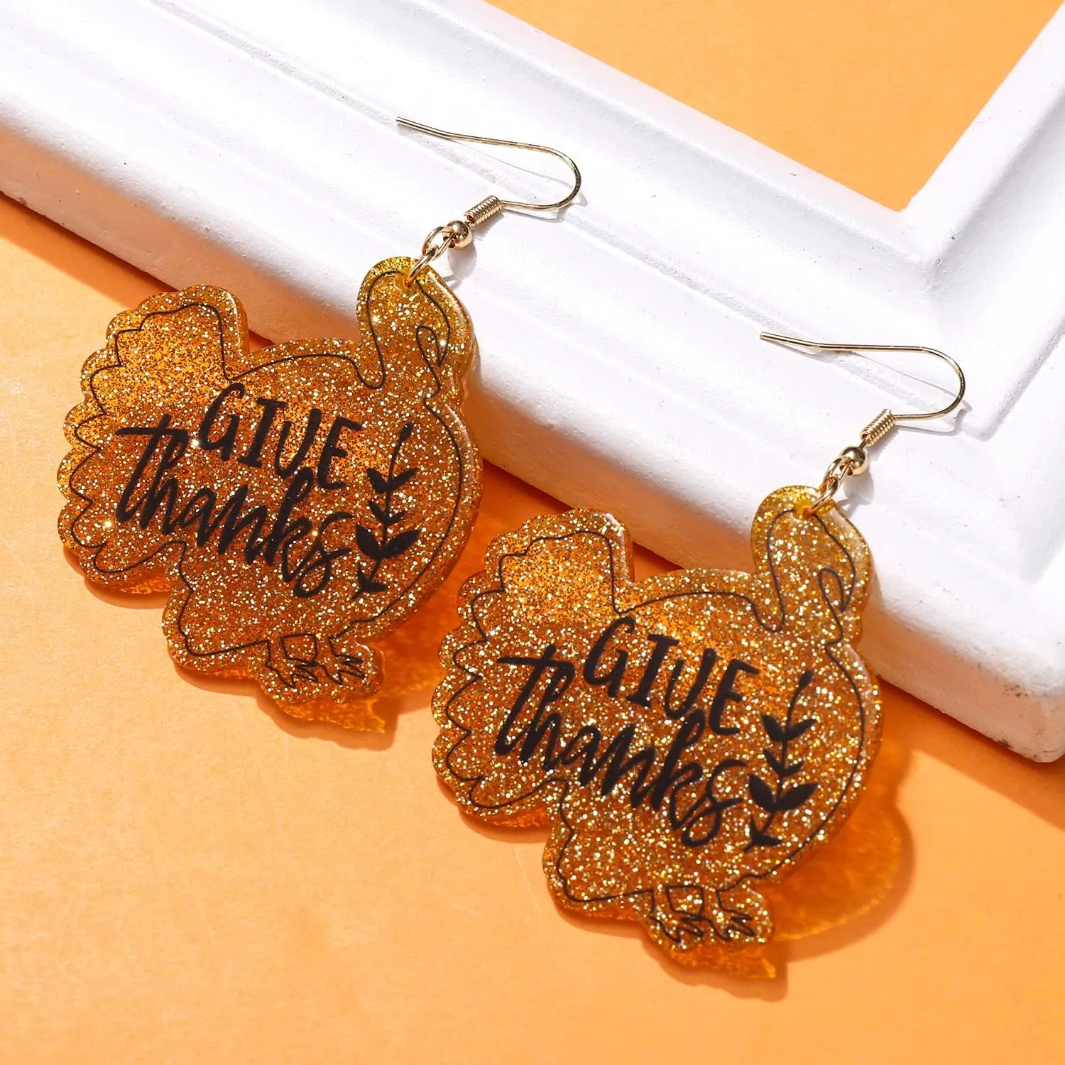 Thanksgiving Fall Earrings for Women,Lightweight Acrylic Turkey Earrings,Glitter Coffee Cup Maple Leaf Dangle Earrings Thanksgiving Festive Holiday Party Jewelry Accessory Gifts