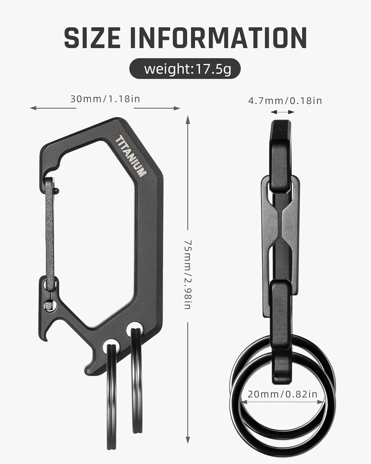 TISUR Titanium Carabiner Keychain Clip, Heavy Duty Key Ring Holder,Bottle Opener Car Key Chains for Men Women