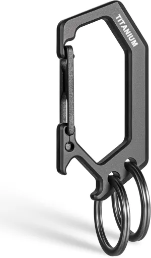 TISUR Titanium Carabiner Keychain Clip, Heavy Duty Key Ring Holder,Bottle Opener Car Key Chains for Men Women
