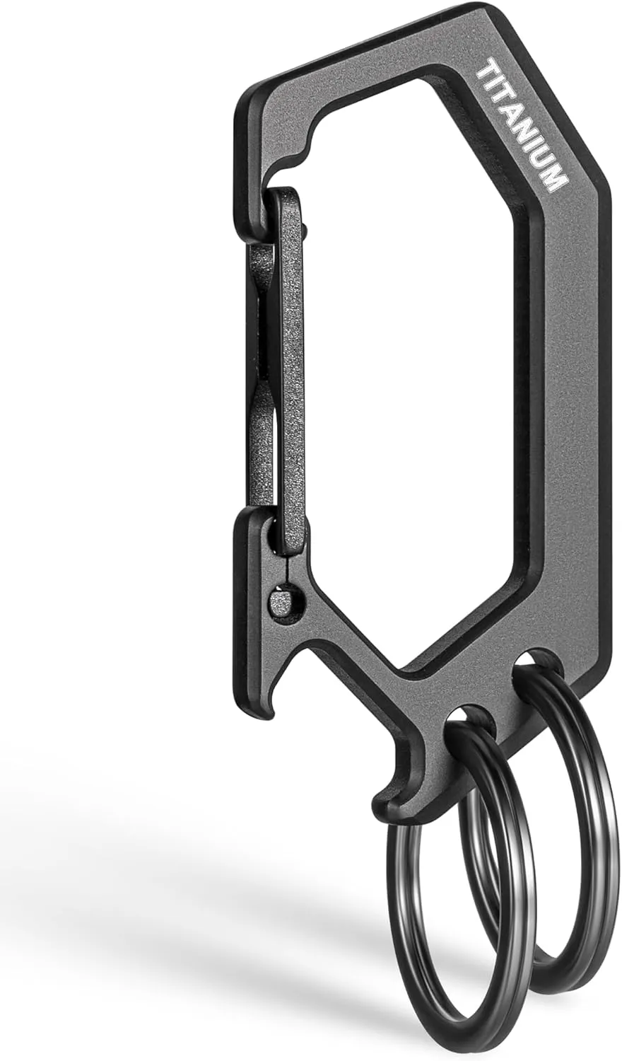 TISUR Titanium Carabiner Keychain Clip, Heavy Duty Key Ring Holder,Bottle Opener Car Key Chains for Men Women