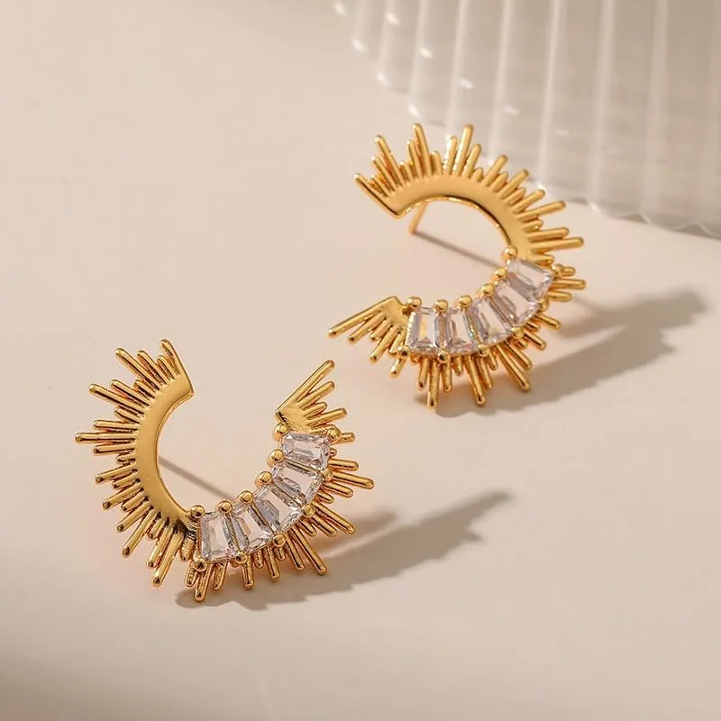 Two Tone Small Hoop Huggie Earrings, Gold&Sliver Earrings|Sun Hoop Earrings|Star Cross Dangle with CZ|Square Shell Drop Stud Earrings|14K&18K Gold-Plated Earrings Jewelry Women Birthday Gifts