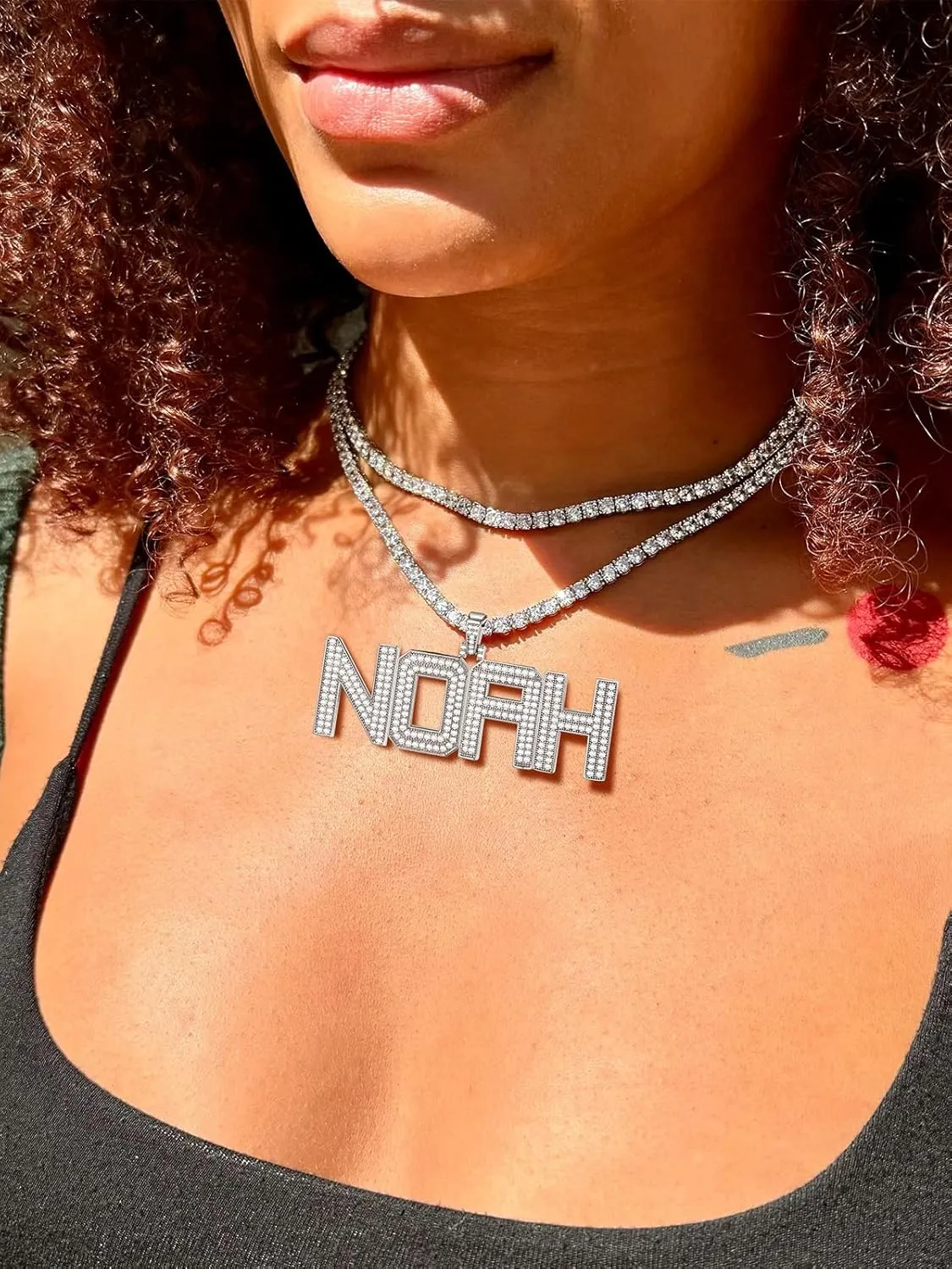 U7 Initial Number Necklace for Men Women, 18K Gold Plated Bling CZ Iced Out Hip Hop Jersey Number Pendant A-Z 26 Letter Necklace, Number 0-9 Pendants with Chain
