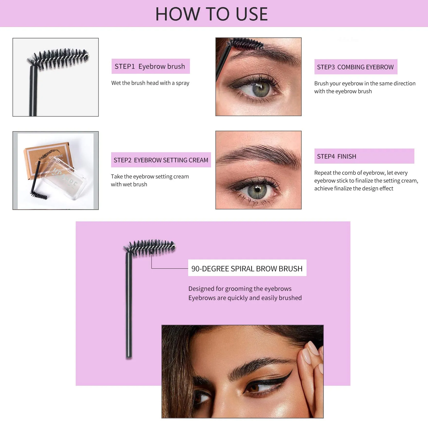 UCANBE 2PCS Eyebrow Soap Kit, Brow Styling Soap for 4D Natural Eye Brow Makeup, Long Lasting Waterproof Smudge Proof Eyebrow Cosmetics