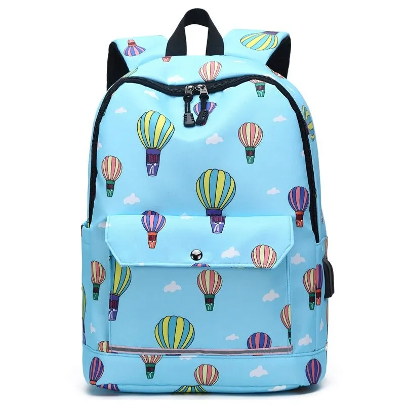 USB Charging School Backpack For Women