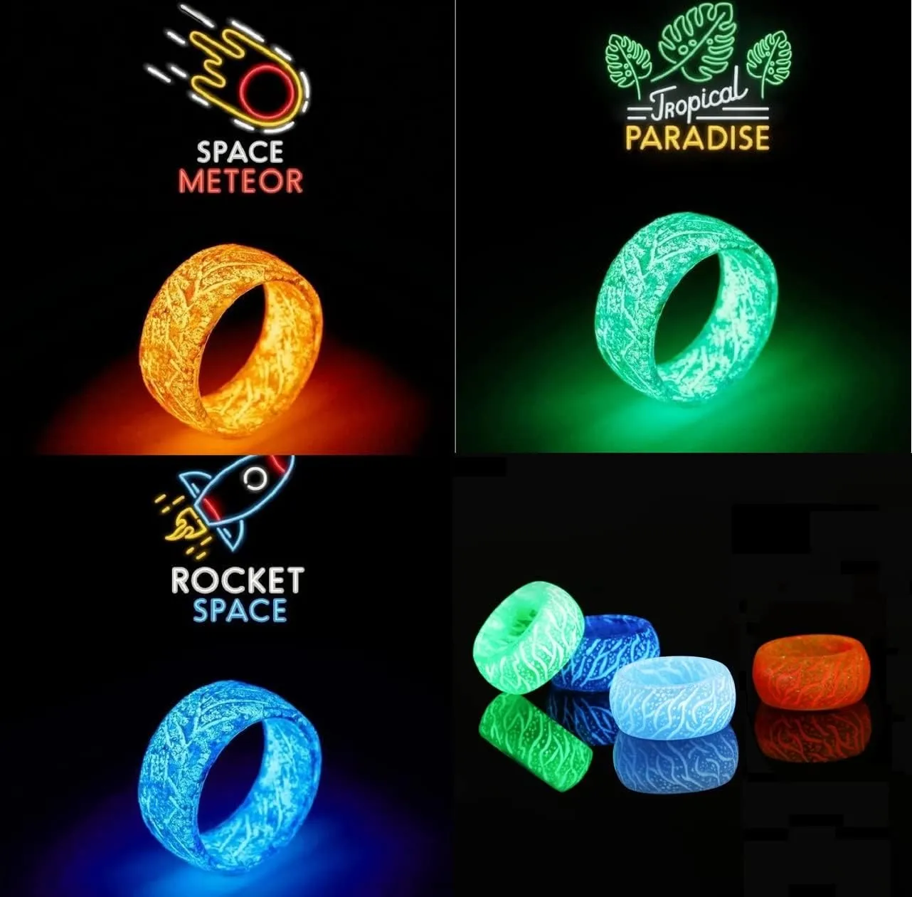 Venus Orb Ring for Women,Glow In The Dark Luminous Resin Acrylic Rings For Teen Girls Men,Aesthetic Cool Trendy Dainty Jewelry