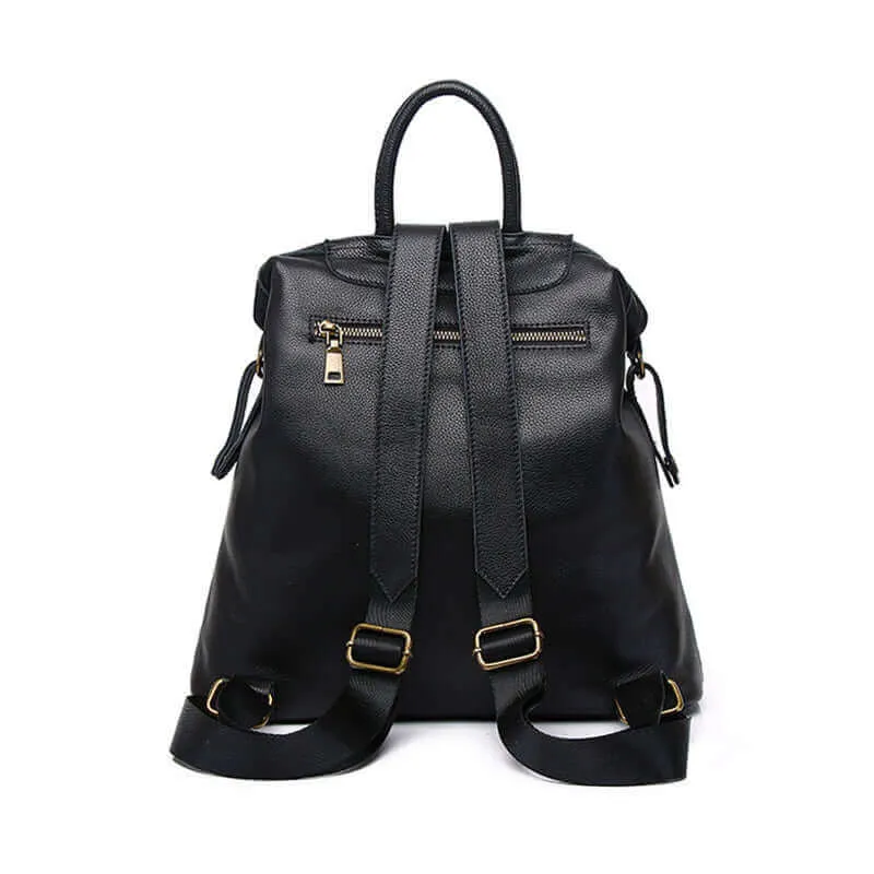 Versatile Leather Women's Backpack for Shoulder or Crossbody Use