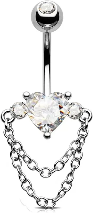 Versatile Stain Steel Heart Butterfly Belly Button Rings for Women Zircon Navel Ring Sexy Body Piercing Jewelry Gifts
