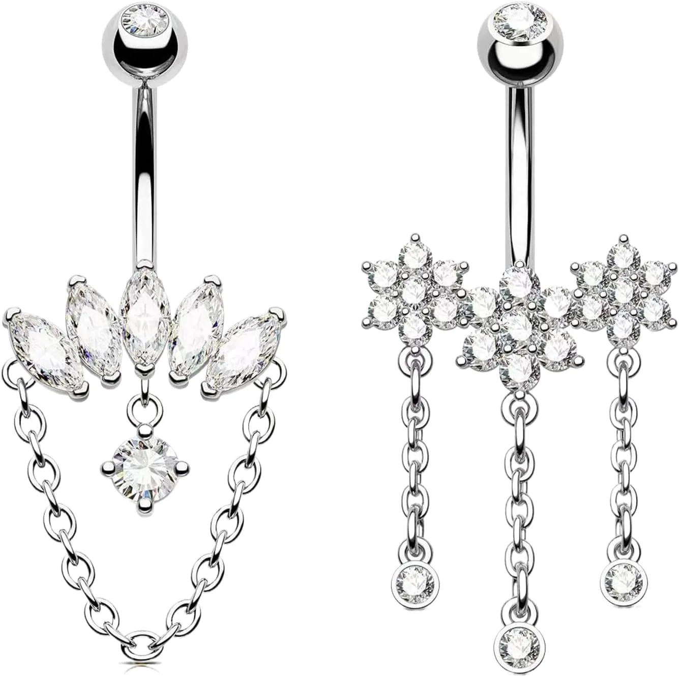 Versatile Stain Steel Heart Butterfly Belly Button Rings for Women Zircon Navel Ring Sexy Body Piercing Jewelry Gifts