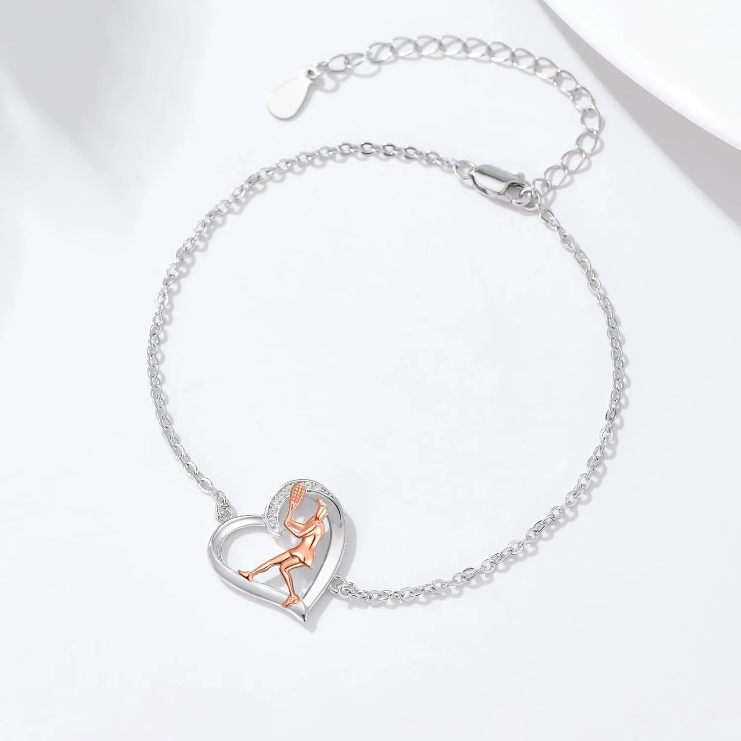 Volleyball/Tennis/Golf Bracelet 925 Sterling Sliver Heart Sports Bracelets Jewelry Gifts for Women Mom Lover Player