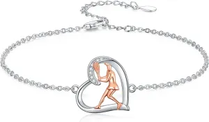 Volleyball/Tennis/Golf Bracelet 925 Sterling Sliver Heart Sports Bracelets Jewelry Gifts for Women Mom Lover Player