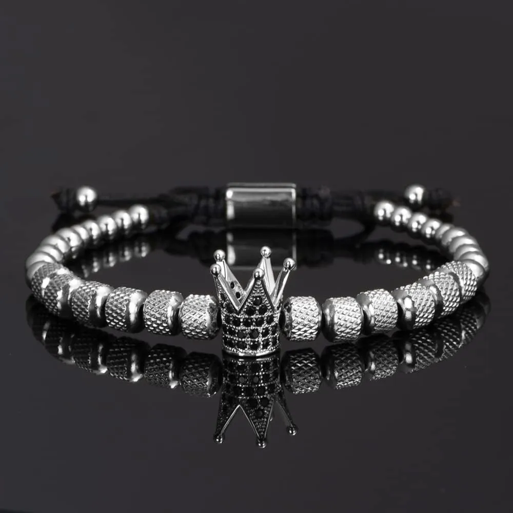 WFYOU 3PCS Stainless Steel Imperial Crown Bracelets for Men Gold Roman Numeral Bangle Bracelet Adjustable Cuff Bracelet Mens Luxury Jewelry Gifts
