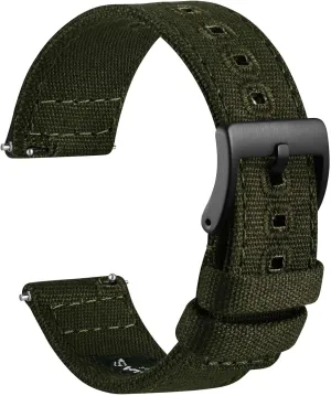 WOCCI Watch Bands, Sailcloth Canvas Fabric, Quick Release, Compatible Watch Lug Width 18mm 19mm 20mm 22mm 24mm