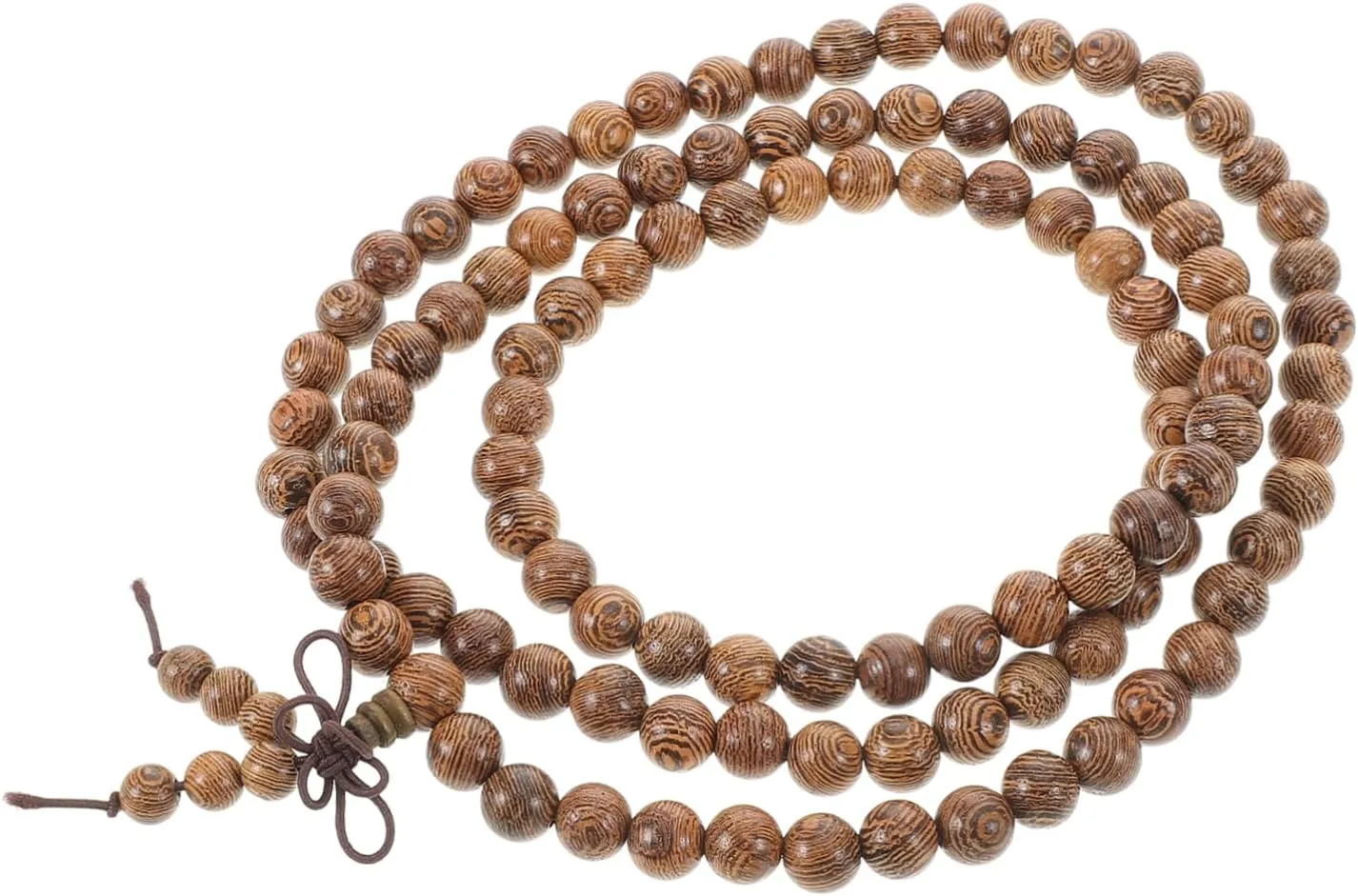 Wooden Prayer Beads Bracelet for Men and Women Versatile Yoga Necklace for Meditation Spiritual Practices and Daily Wear Long Beaded Design