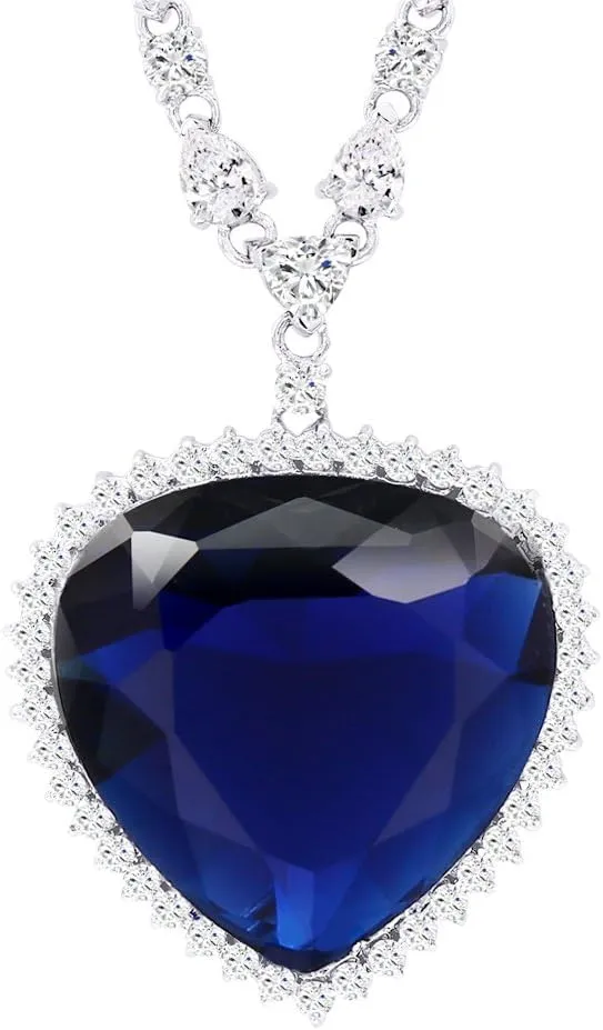 XUPING Charm Sparkly Heart of Love Big Blue Necklaces & Pendants Jewelry Women Party Anniversary