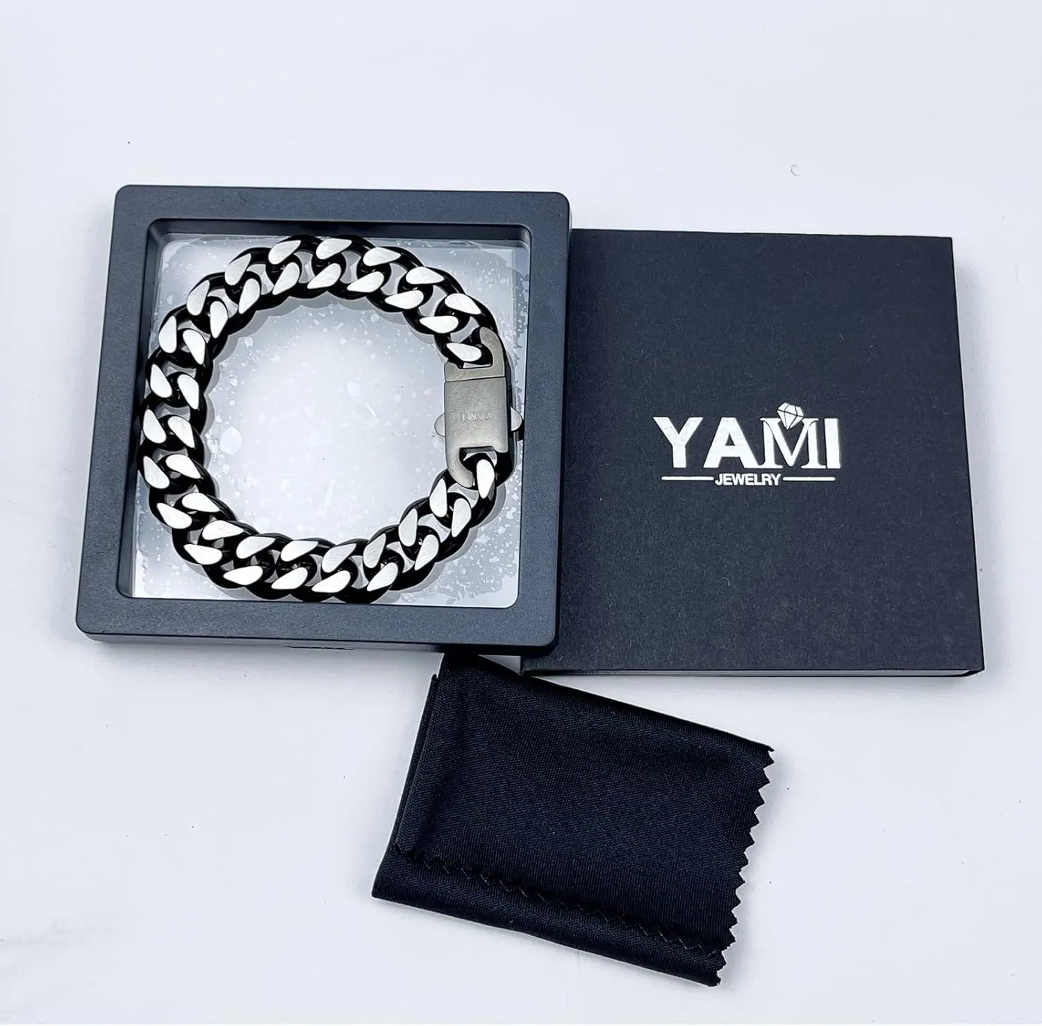 YAMI Bracelets for Men, Cuban Link Chain Diamond-Cut Bracelet, Titanium Steel Mens Jewelry Cool Stuff, Gifts For Boyfriend/Husband/Father On Anniversary/Birthday 7.5/8/8.5/9 Inches, Gold/Blue/Black B0C1B4WZJB