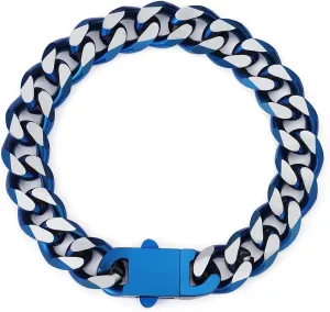 YAMI Bracelets for Men, Cuban Link Chain Diamond-Cut Bracelet, Titanium Steel Mens Jewelry Cool Stuff, Gifts For Boyfriend/Husband/Father On Anniversary/Birthday 7.5/8/8.5/9 Inches, Gold/Blue/Black B0C1B4WZJB