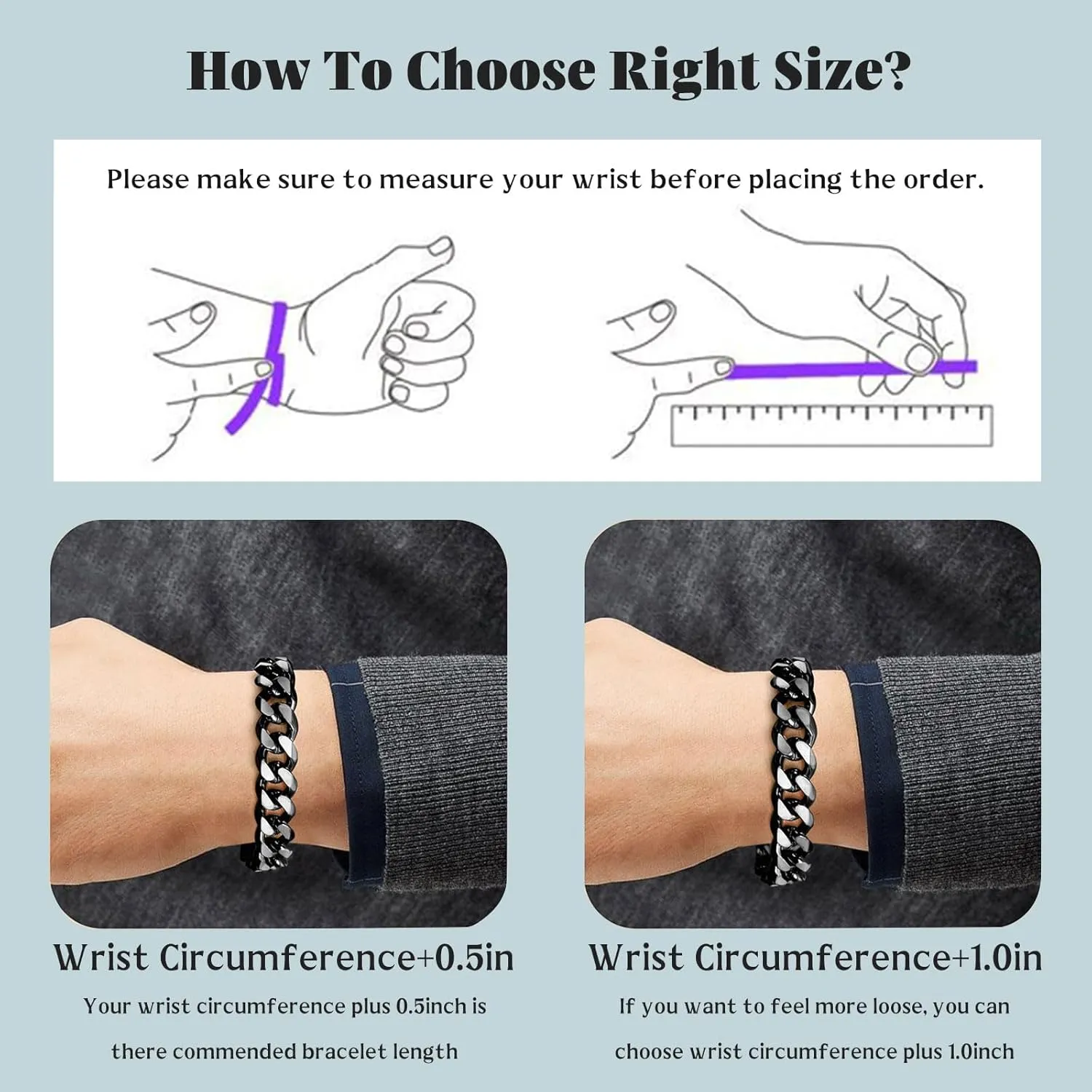 YAMI Bracelets for Men, Cuban Link Chain Diamond-Cut Bracelet, Titanium Steel Mens Jewelry Cool Stuff, Gifts For Boyfriend/Husband/Father On Anniversary/Birthday 7.5/8/8.5/9 Inches, Gold/Blue/Black B0C1B4WZJB