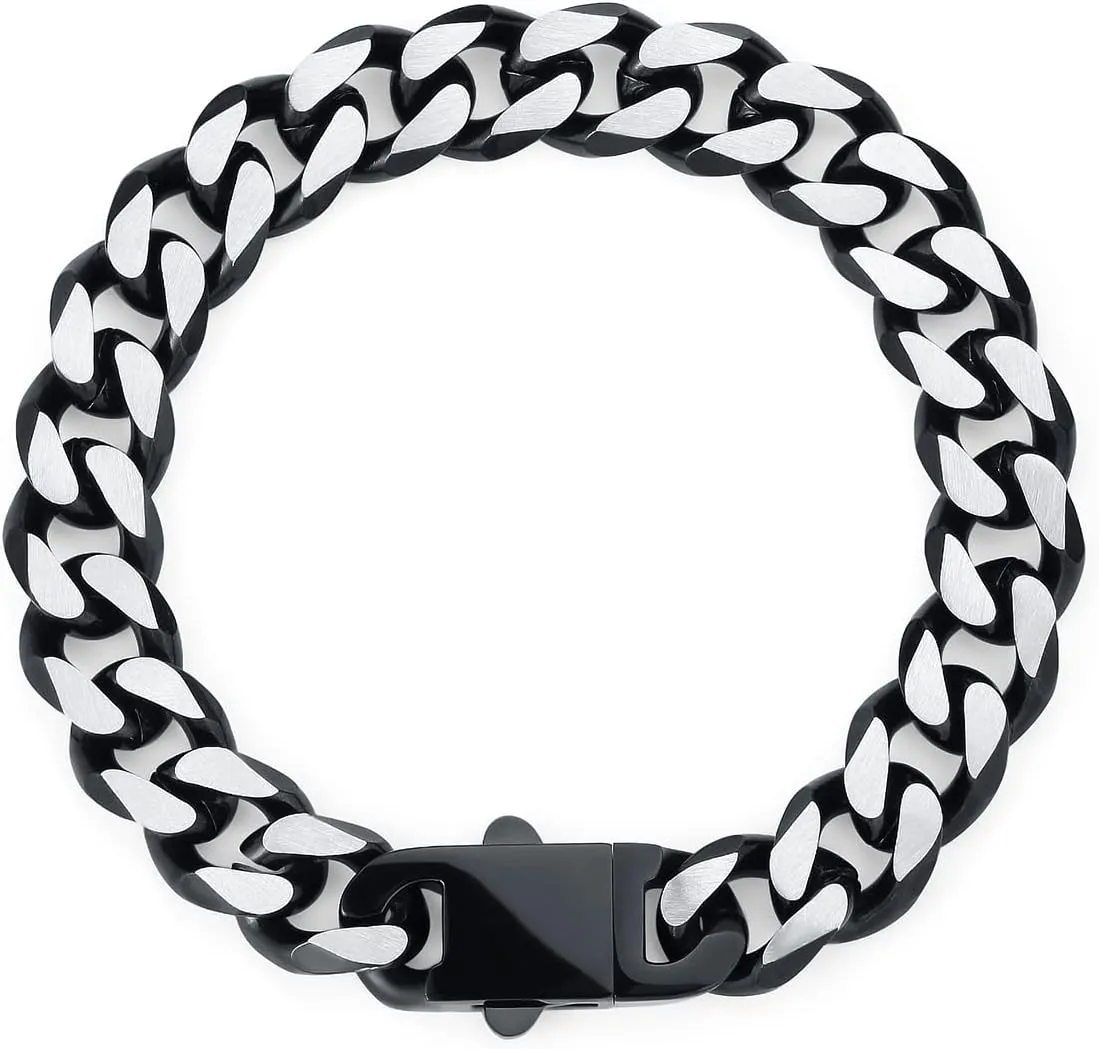 YAMI Bracelets for Men, Cuban Link Chain Diamond-Cut Bracelet, Titanium Steel Mens Jewelry Cool Stuff, Gifts For Boyfriend/Husband/Father On Anniversary/Birthday 7.5/8/8.5/9 Inches, Gold/Blue/Black B0C1B4WZJB