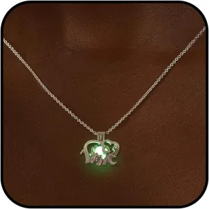 YANCHUN Glowing Women Luminous Necklace Openable Rotatable Bead Cage Luminous Elephant Pendant Necklace Jewelry Personalized and Magical Accessory