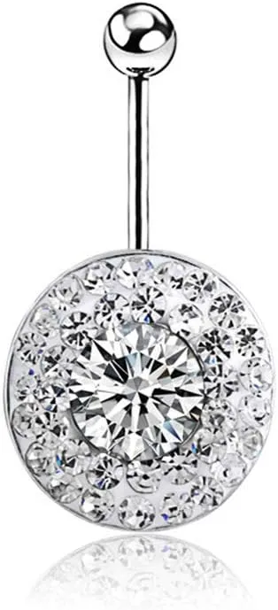 YAZILIND Body Piercing Jewelry Navel Ring Exquisite Fashion Round Cubic Zirconia Navel Nail Ladies Belly Button
