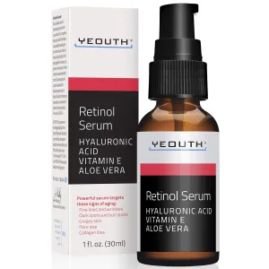 YEOUTH Retinol Serum 2.5% for Face Anti-Aging Retinol Serum with Hyaluronic Acid, Vitamin E, Aloe - Boost Collagen, Reduce Fine Lines, Wrinkles & Dark Spots - 1 fl oz
