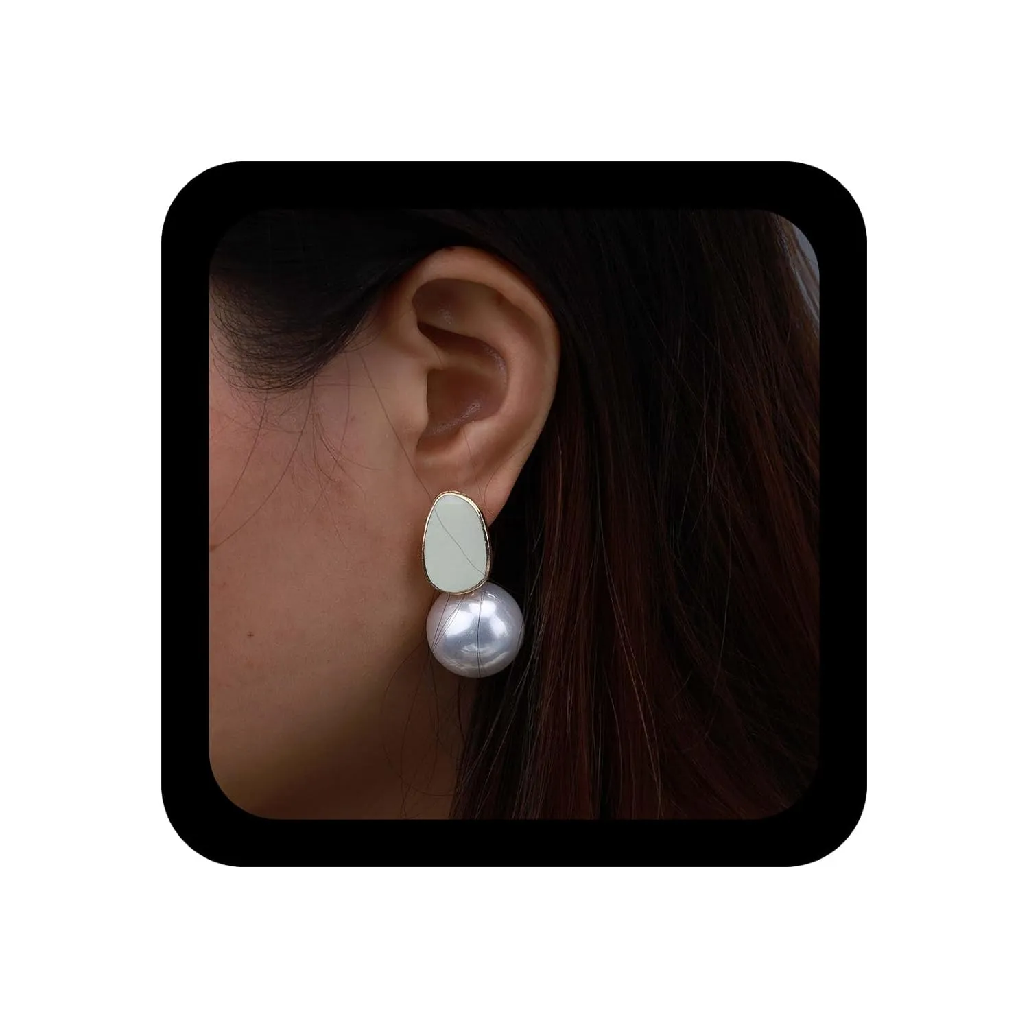 YienDoo Vintage White Pearl Drop Earrings Studs Exquisite Pearl Sphere Dangle Earrings Bridal Pearl Ball Earrings Prom Earring Jewelry Gift for Women
