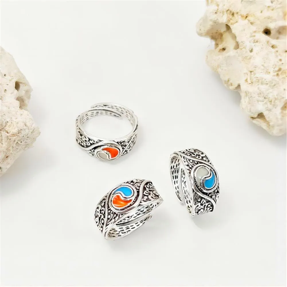 Yin Yang Rings Glow in the Dark Tai Chi Rings Glowing Feng Shui Yin Yang Open Rings for Women Men Girls Christmas Jewelry Gift