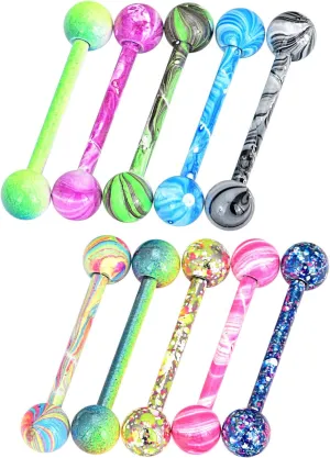 YOFANST Stainless Steel Colorful Ball Horseshoe Nose Rings Tongue Rings Nipple Rings 14G Bar Length 16mm