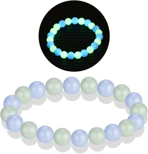 ZHENYIN 4pcs Luminous Solar Stone 8mm Blue Green Beads Bracelet Grow in The Dark Growing Bracelet