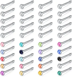 Zolure 18G 20G 22G Nose Pin Bone Screws Studs Surgical Steel Body Piercing Jewelry for Women Men